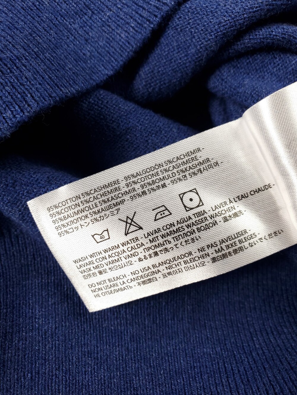 Collars & Co Cotton Cashmere Sweater Mens Medium Quarter Zip Pullover Blue NEW - Picture 9 of 10